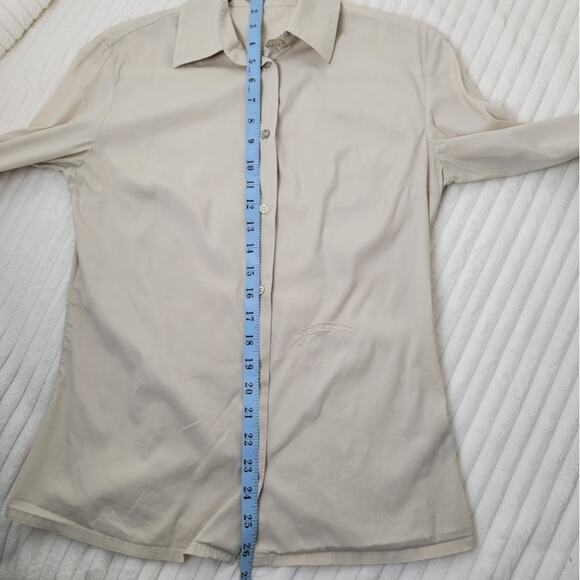 Italian-Made Button-Down Blouse Cream M Classic Capsule Jeckerson Quiet Luxury - Picture 5 of 10